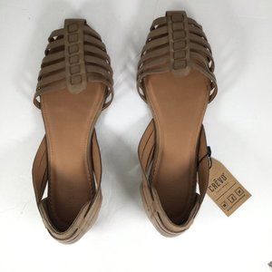 CREVO Sidney Huarache Leather Sandal Taupe Size 9